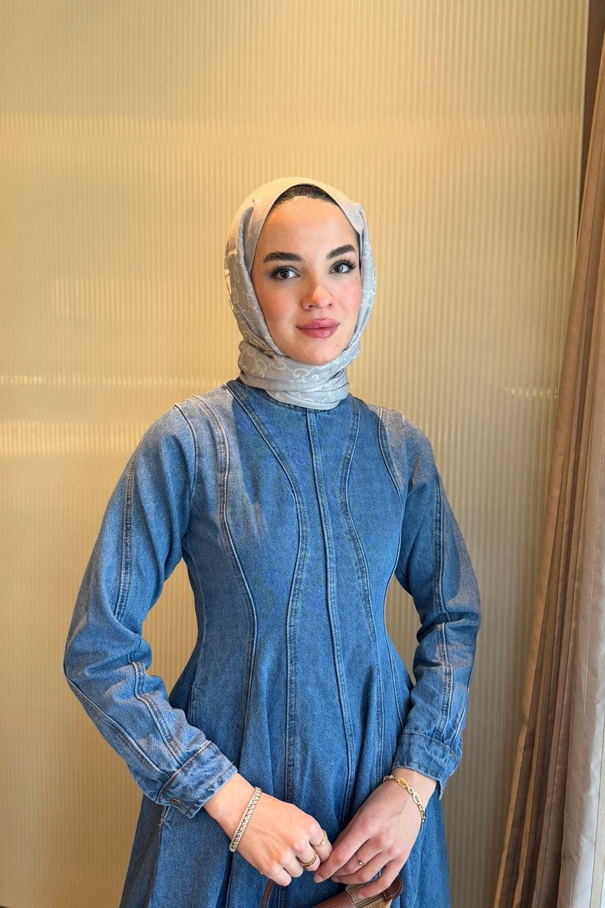Eva Denim Elbise Açık Mavi