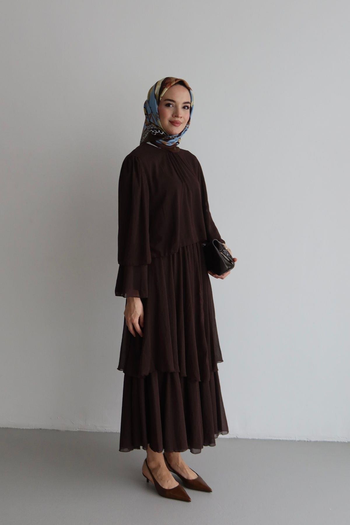 Farah Şifon Takım Kahverengi