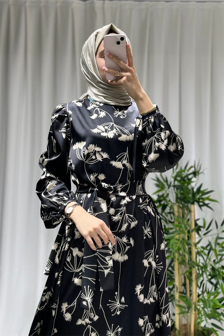Flow Saten Elbise Siyah