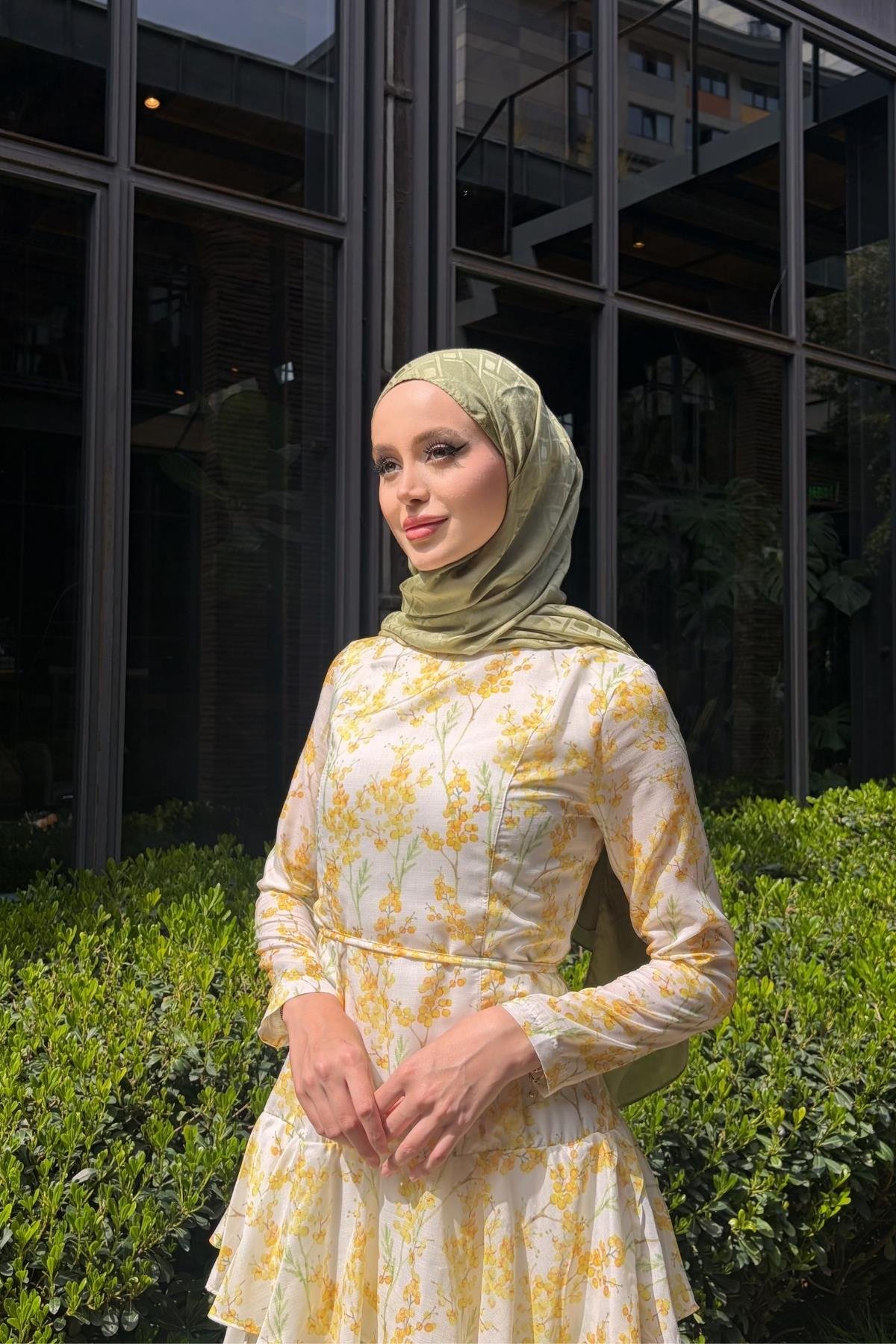 Garden Çiçekli Elbise Sarı