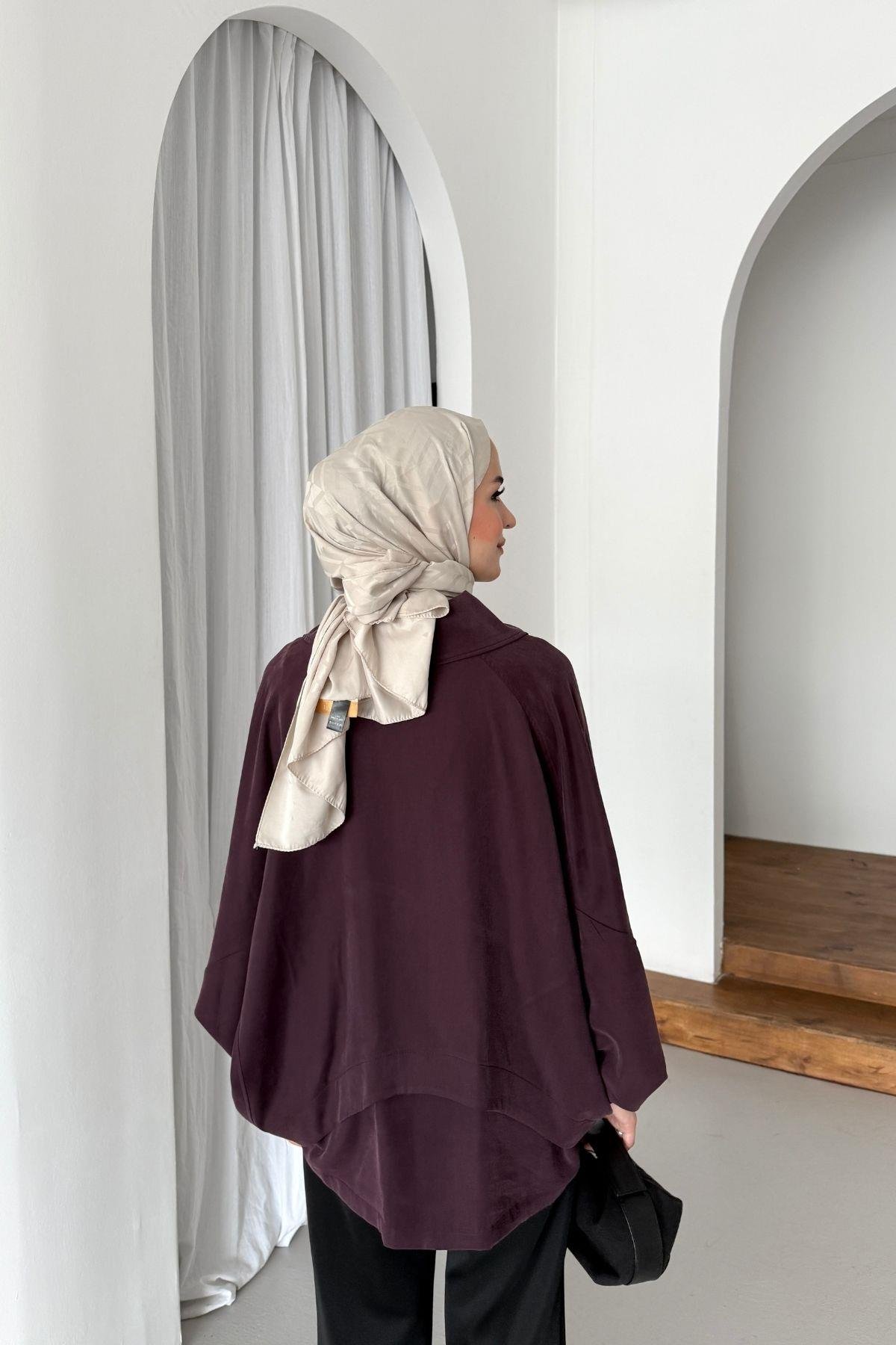 Geniş Yakalı Modal Trenç Bordo