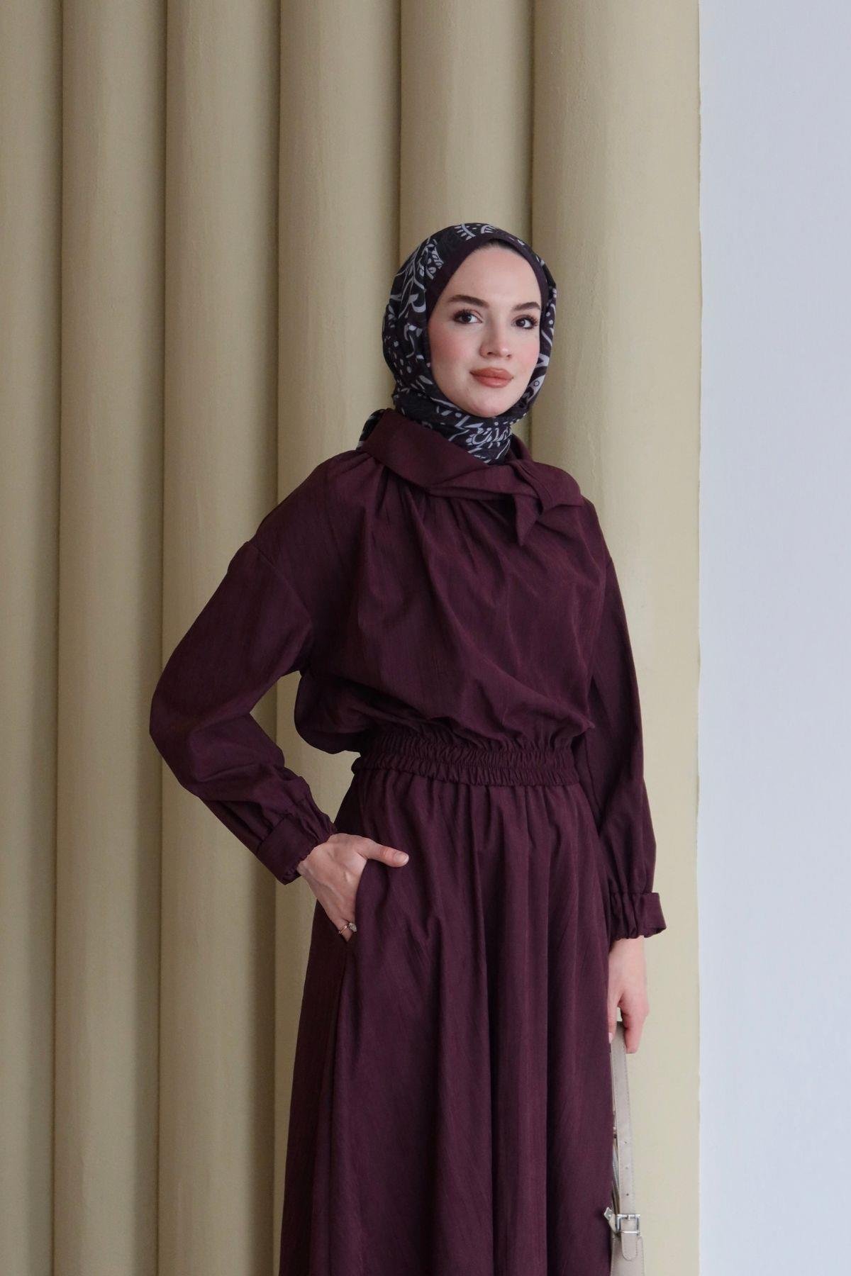 Hola Fularlı Takım Bordo