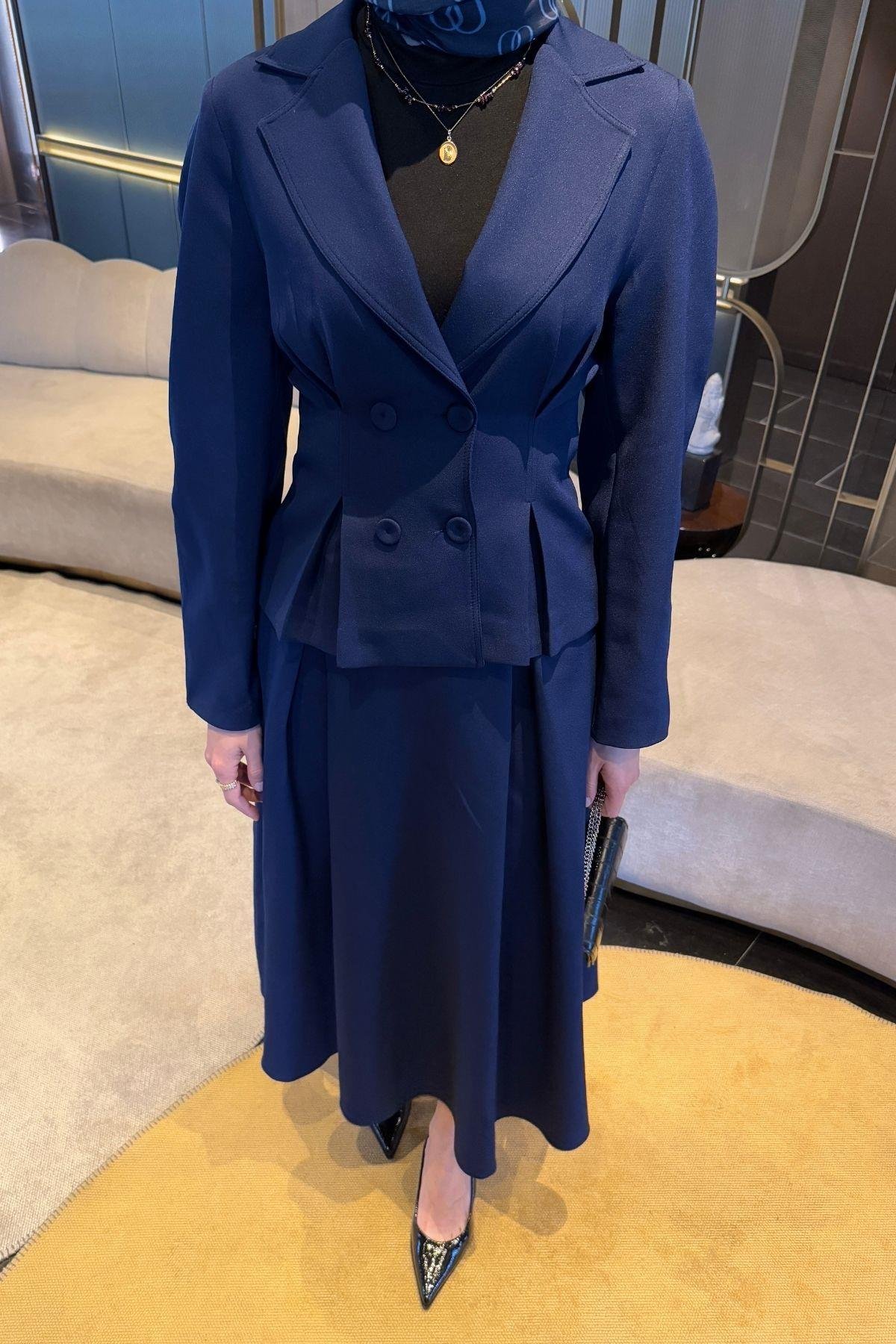 Lara Blazer Etekli Takım Lacivert
