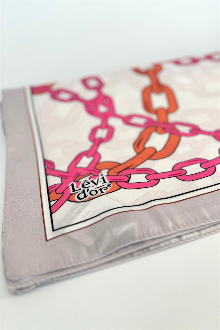 Levidor Zincir Desenli Twill Şal Pembe