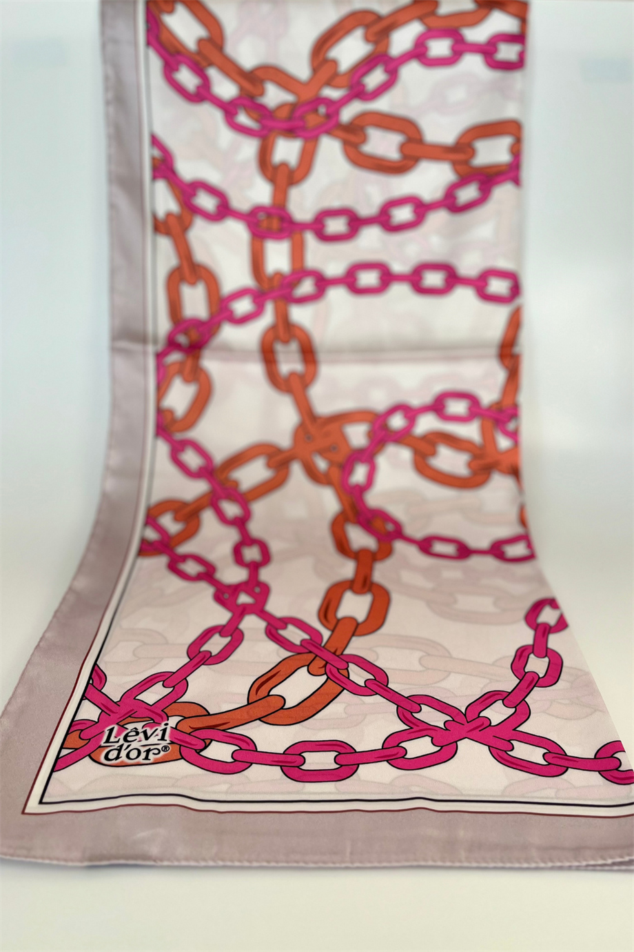 Levidor Zincir Desenli Twill Şal Pembe