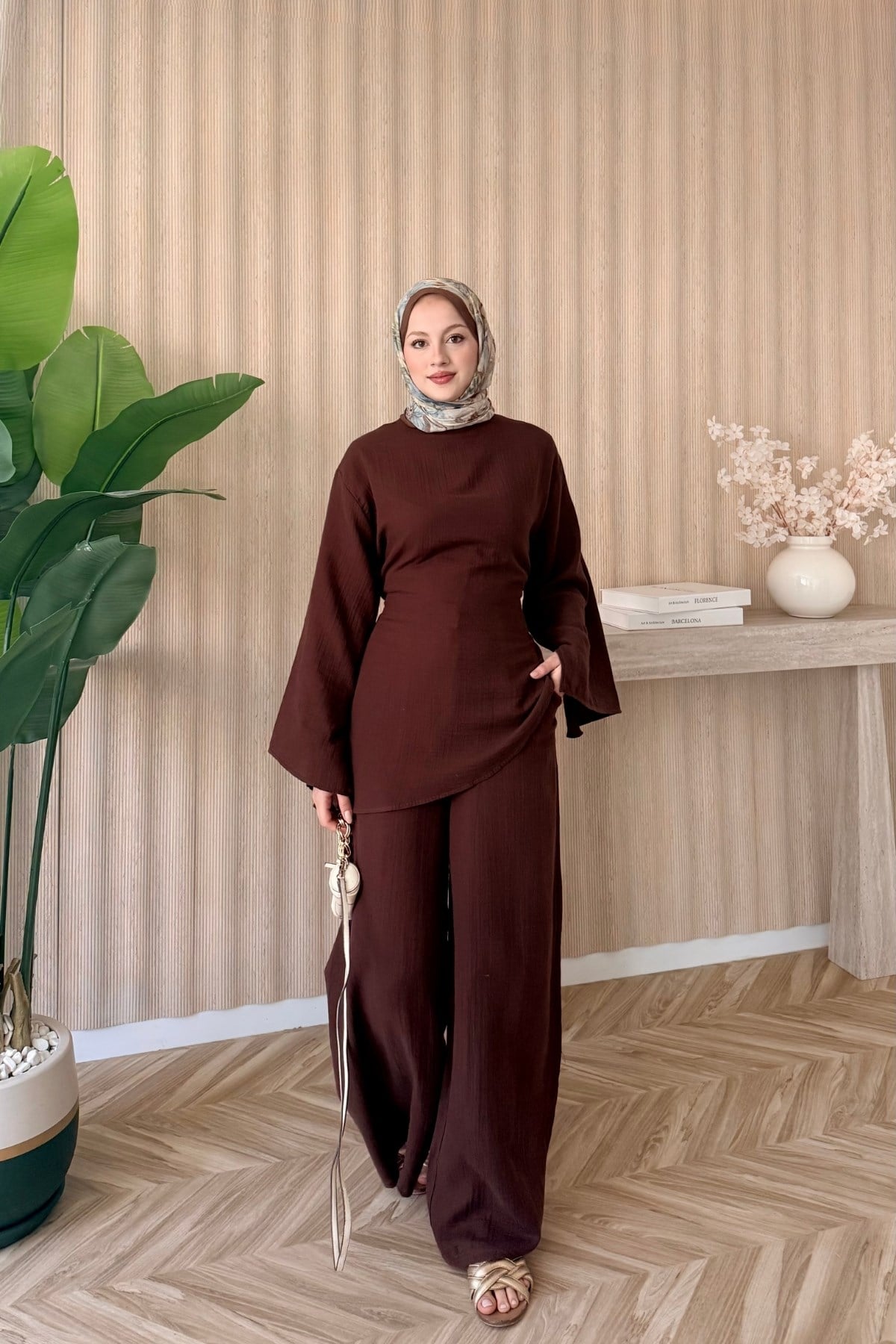 Liya Müslin Takım Kahve