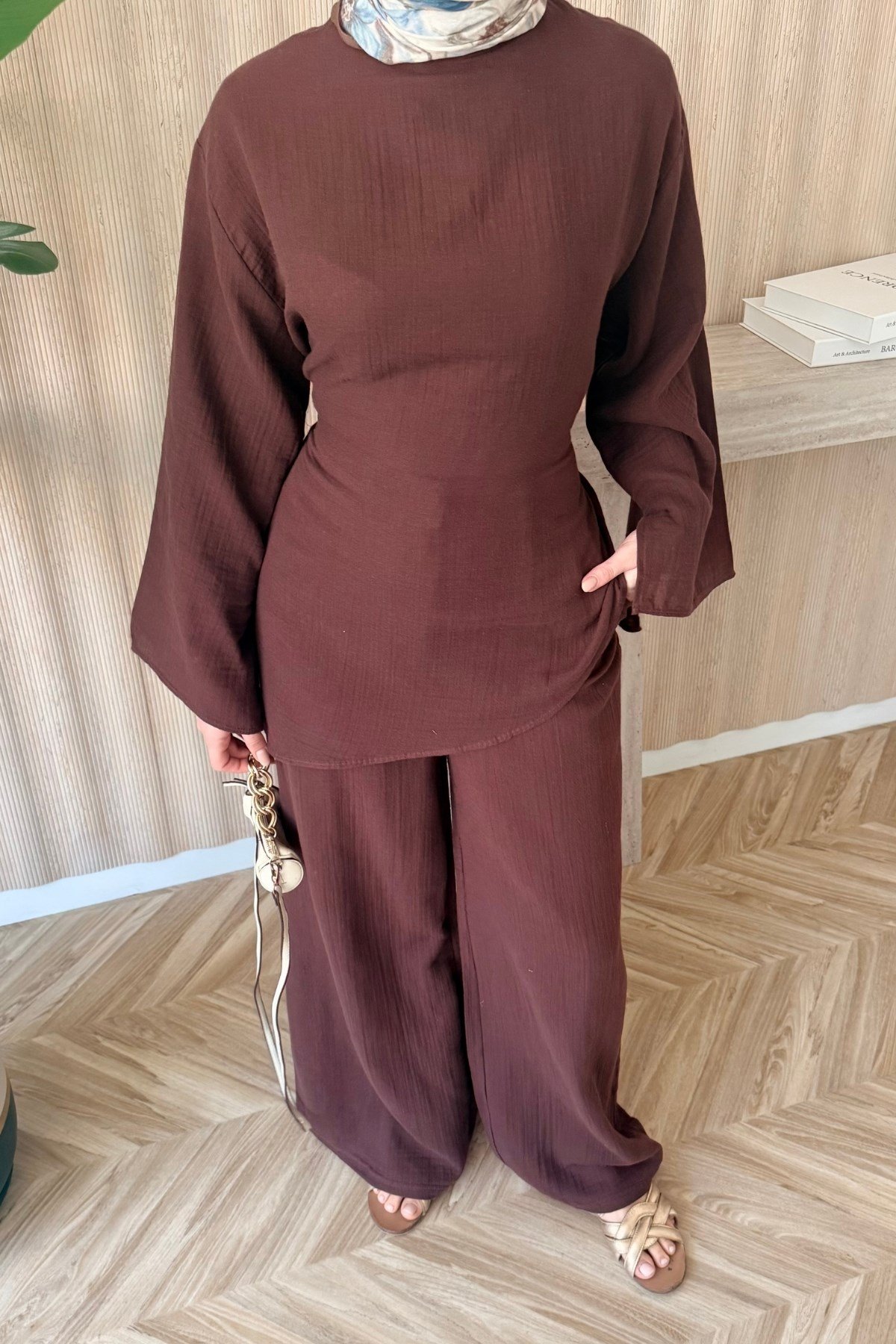 Liya Müslin Takım Kahve