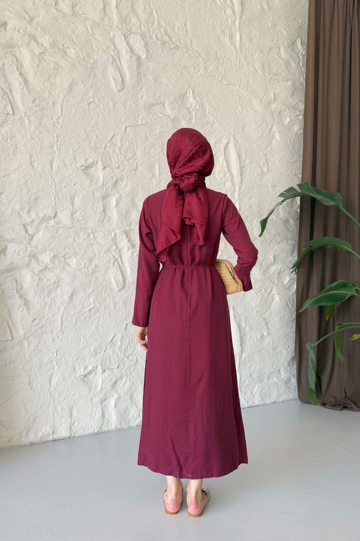 Lola Tokalı Elbise Bordo