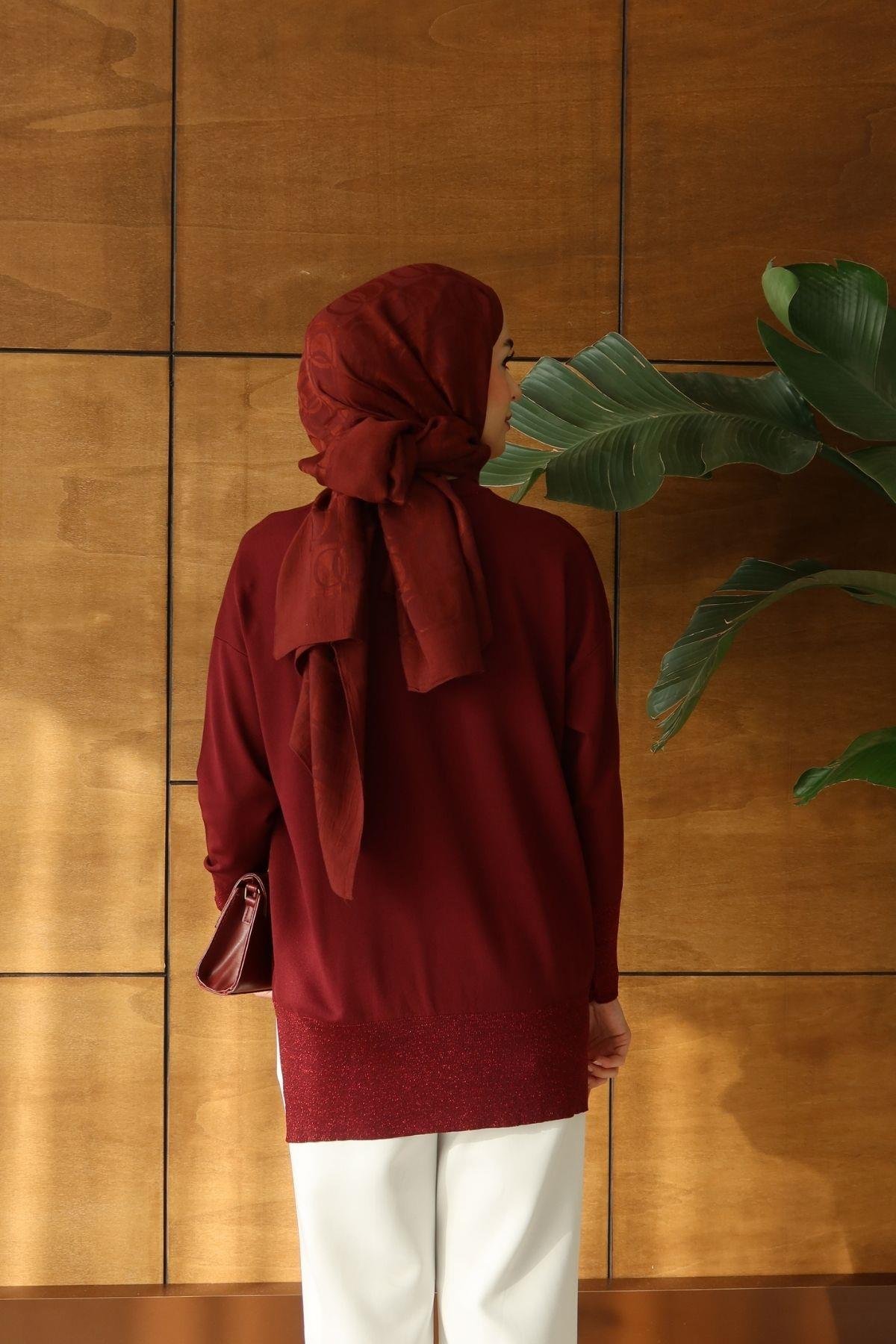 Lora Basic Triko Tunik Bordo