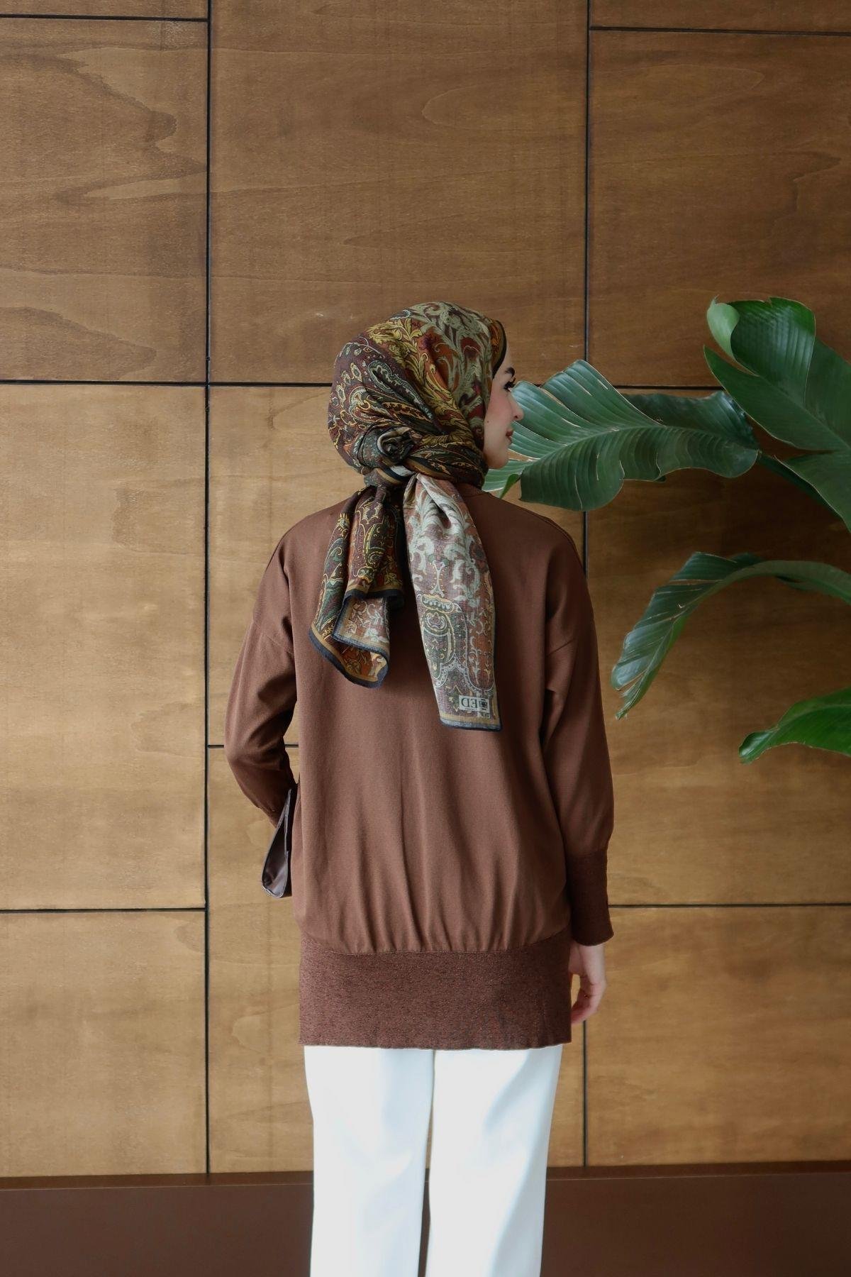 Lora Basic Triko Tunik Kahverengi