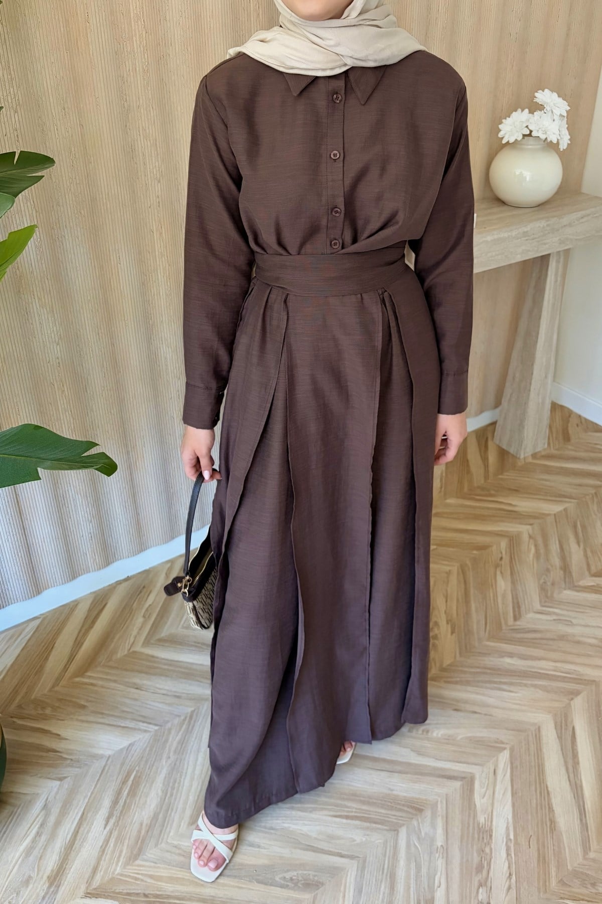 Maren Keten Parçalı Takım Kahve