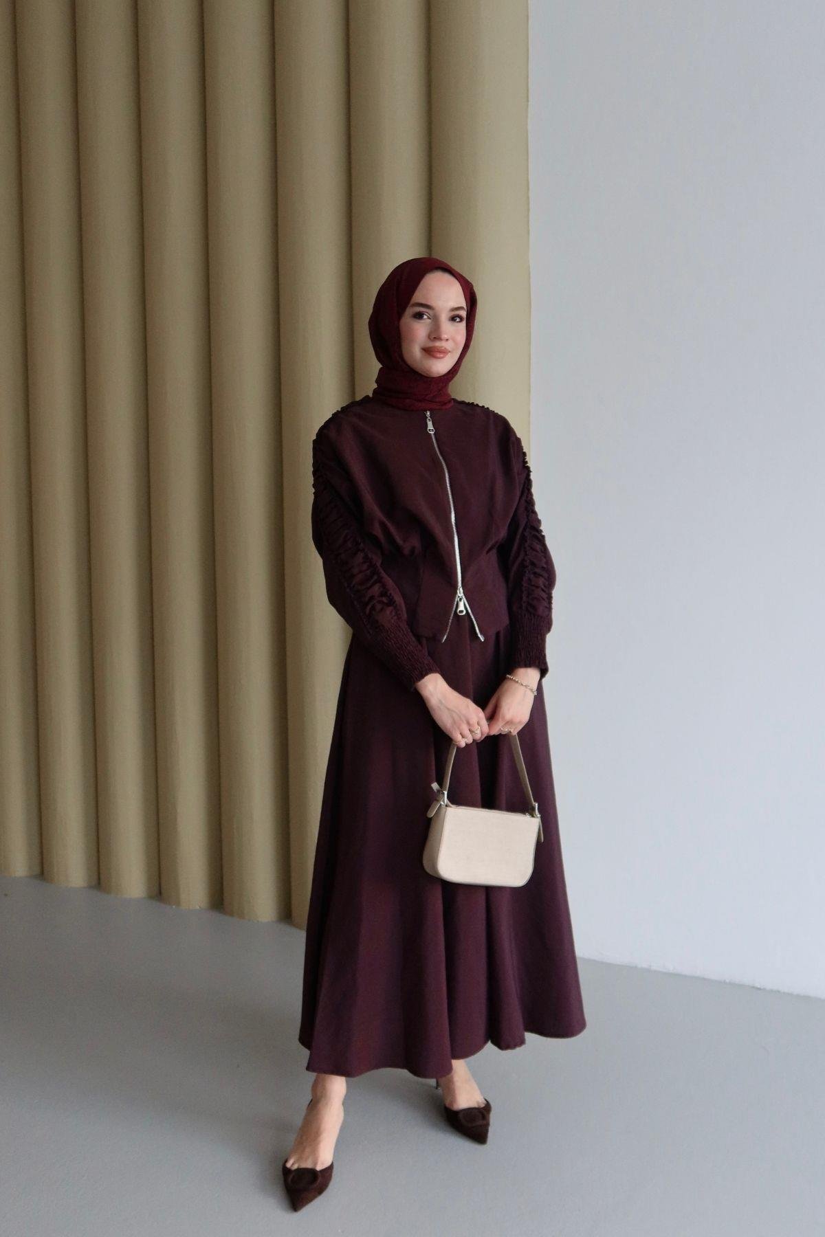 Mera Fırfır Detay Takım Bordo