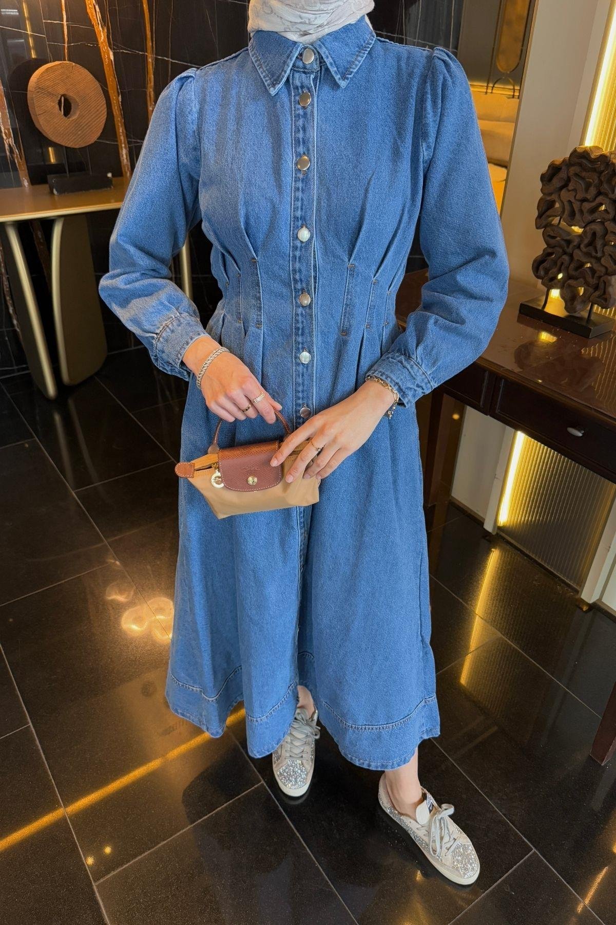 Mia Denim Elbise Açık Mavi