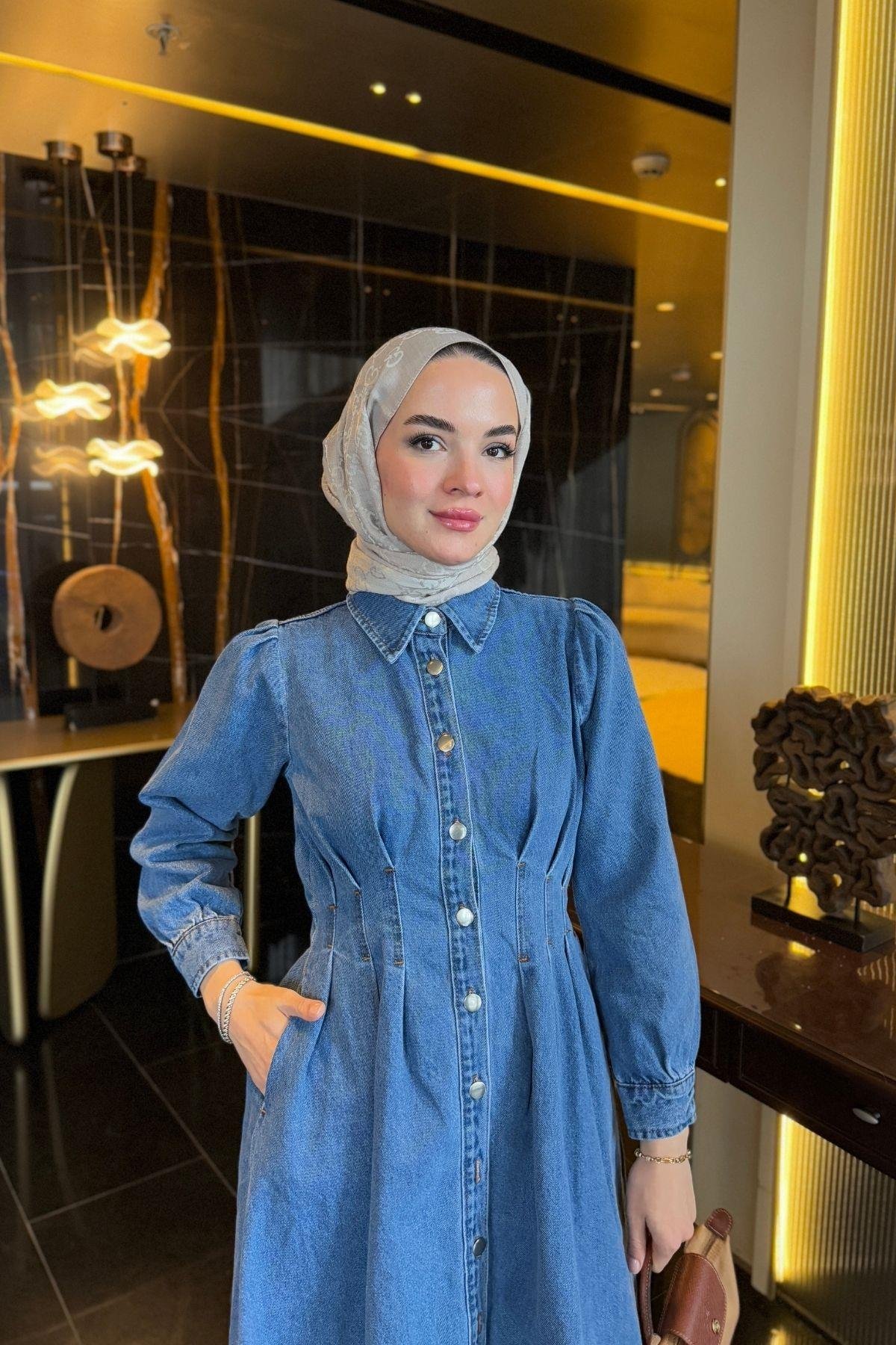 Mia Denim Elbise Açık Mavi