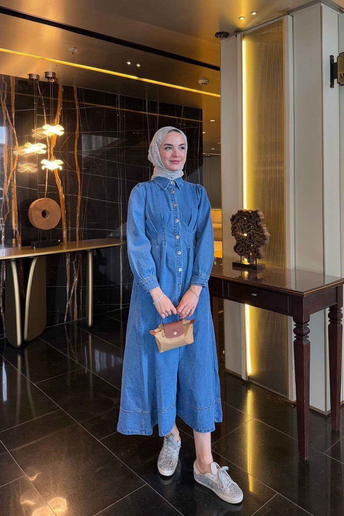 Mia Denim Elbise Açık Mavi
