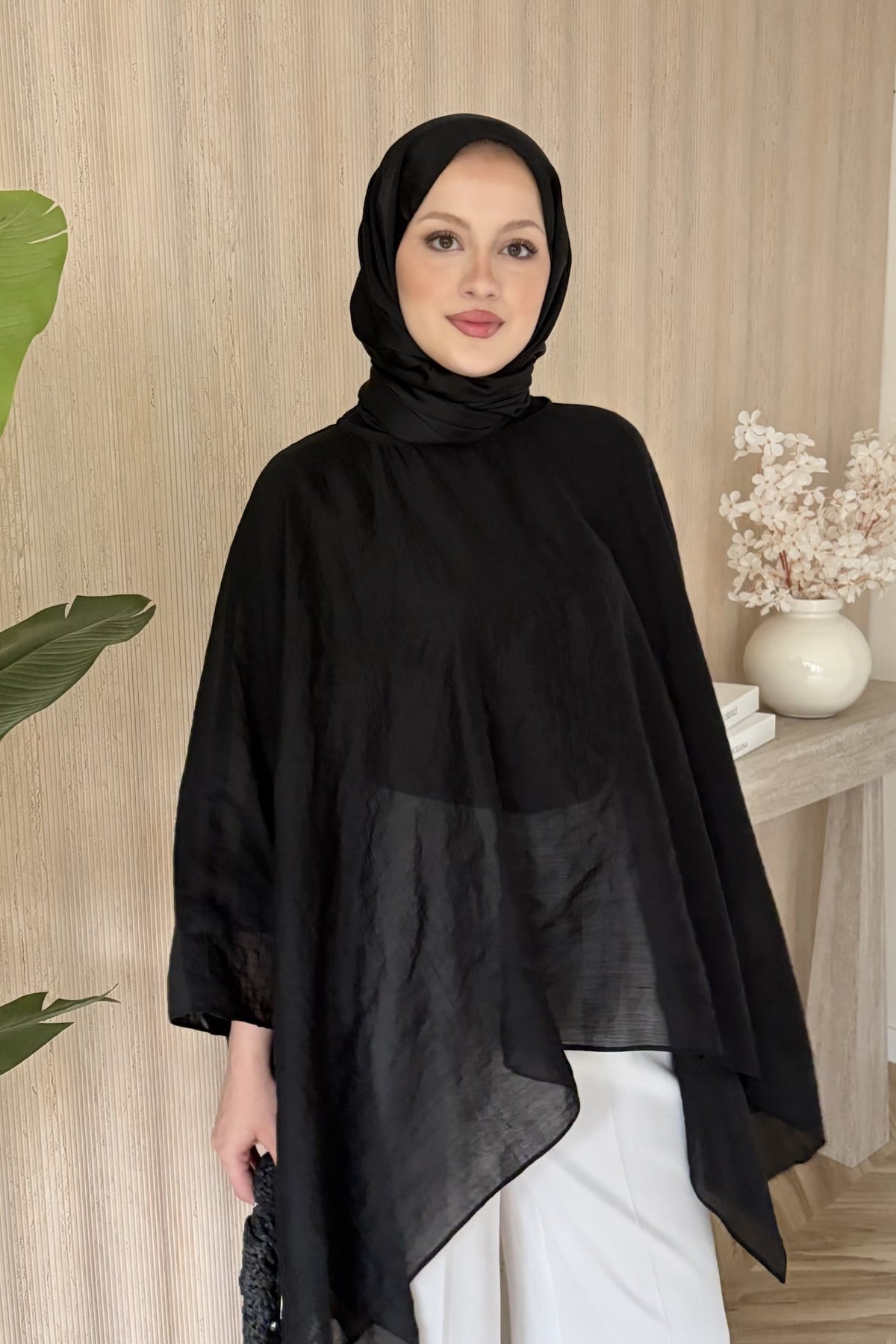 Mina Tül Transparan Bluz Siyah