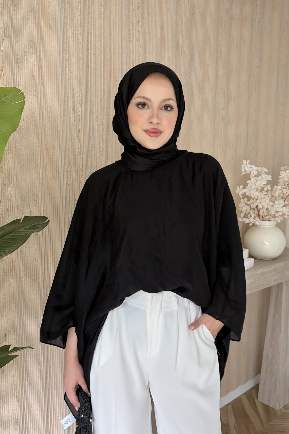 Mina Tül Transparan Bluz Siyah