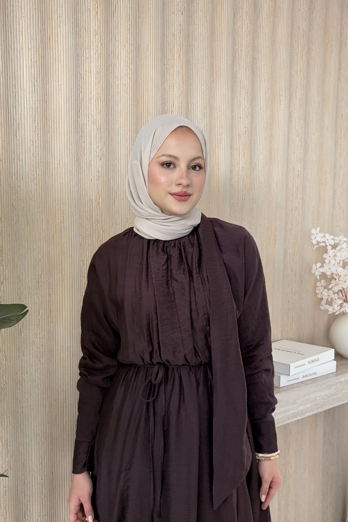 Miqa Şal Yaka Elbise Mürdüm