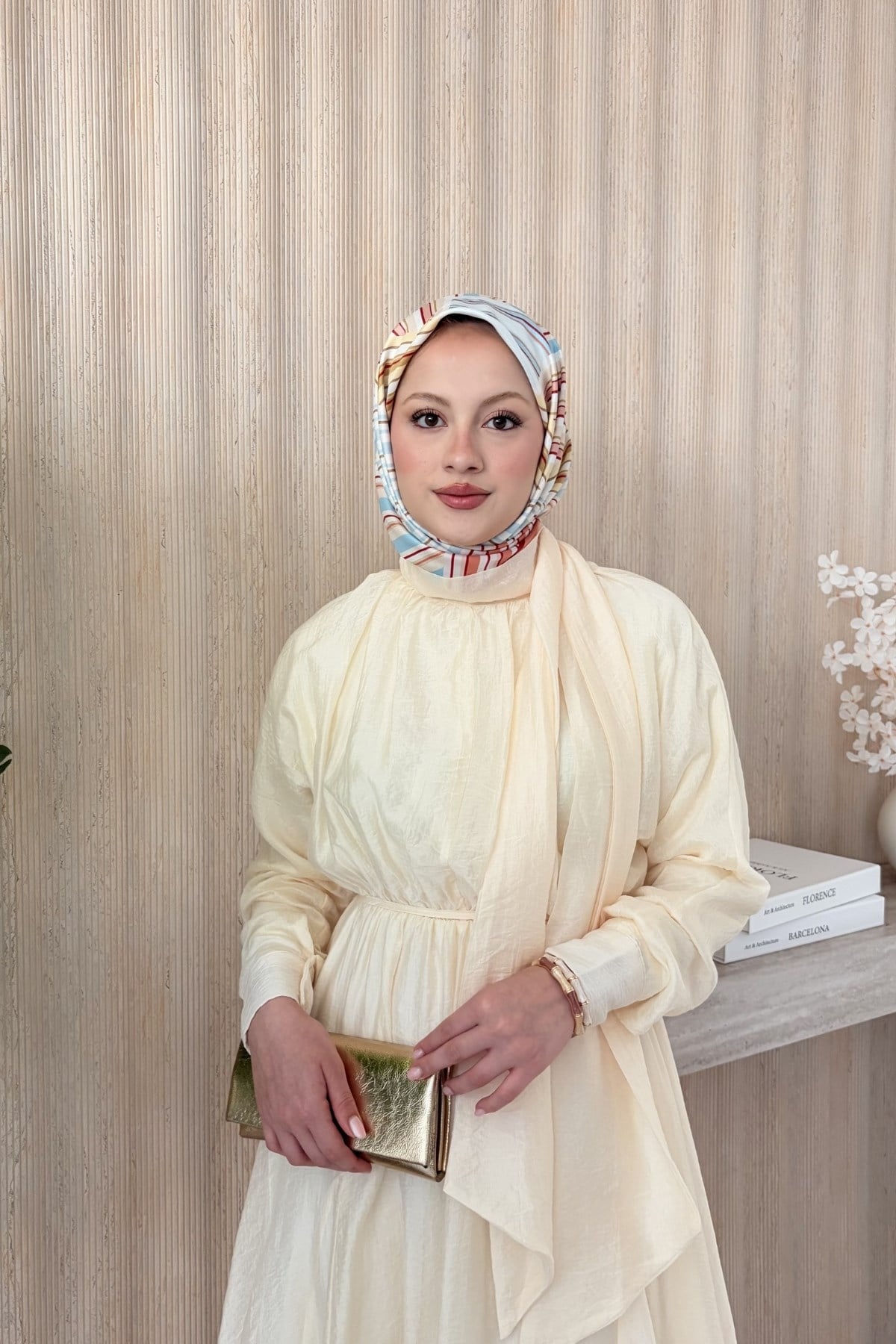 Miqa Şal Yaka Elbise Sarı