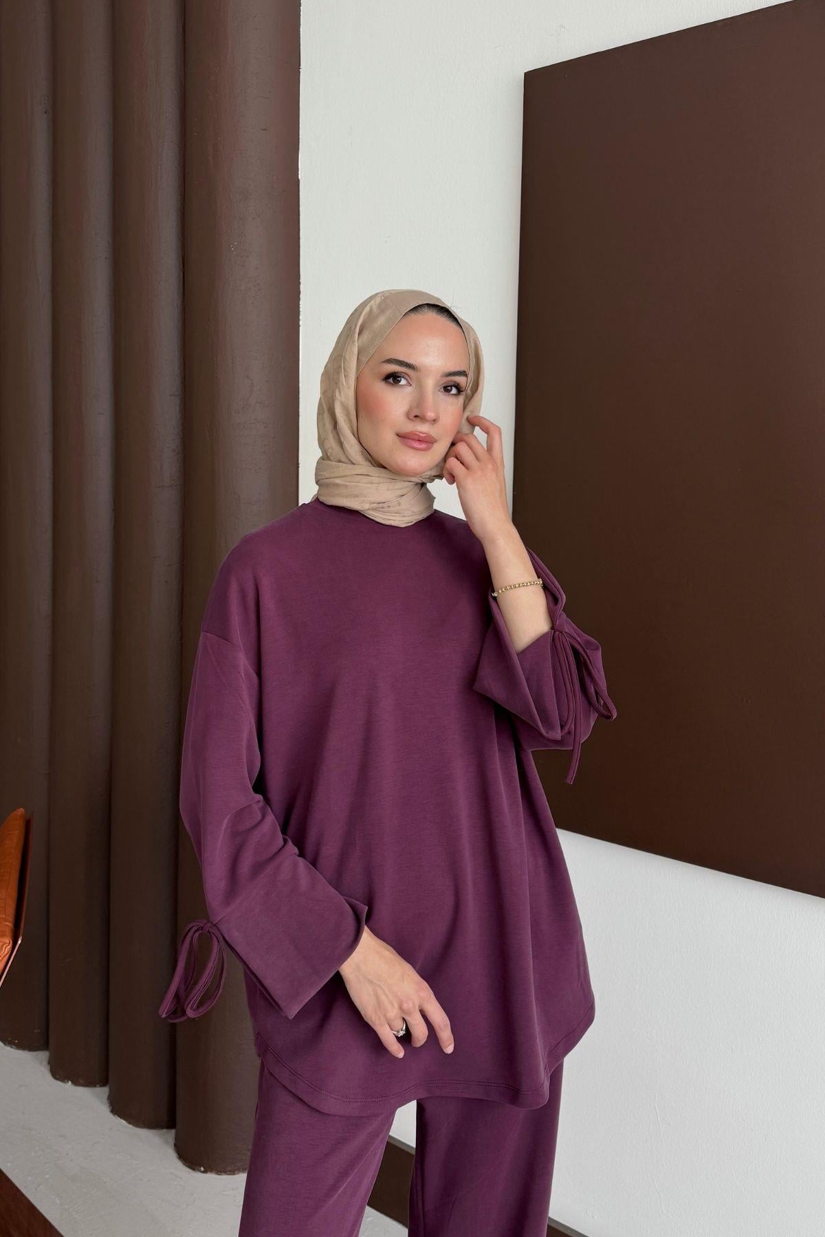Nilya Kolu İpli Takım Mürdüm