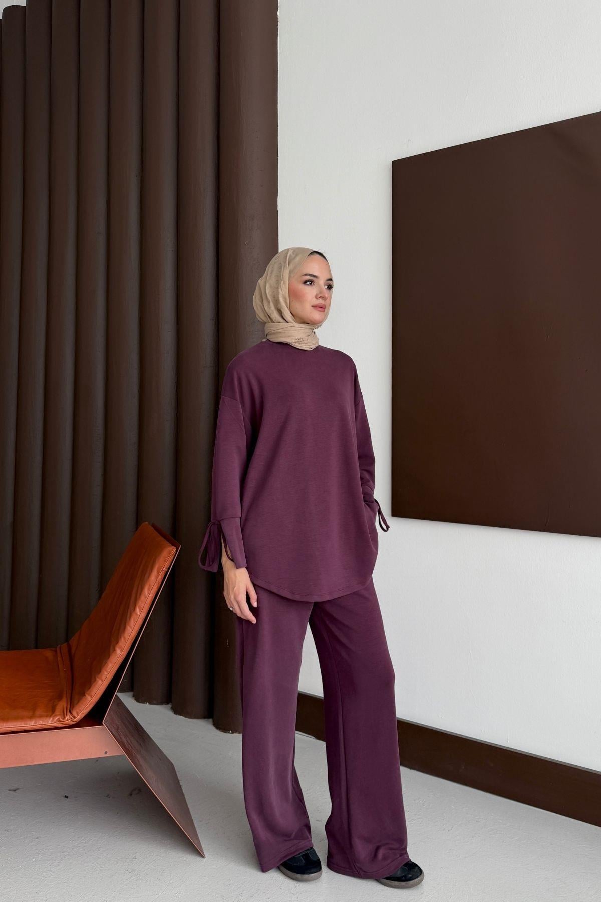 Nilya Kolu İpli Takım Mürdüm