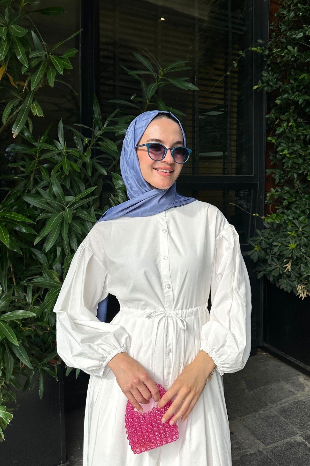Nova Poplin Elbise Beyaz