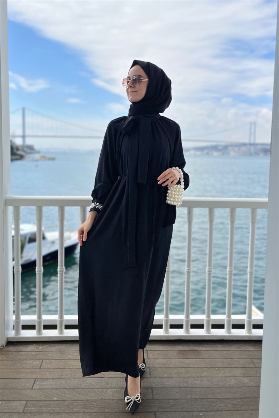 Parla İncili Elbise Siyah