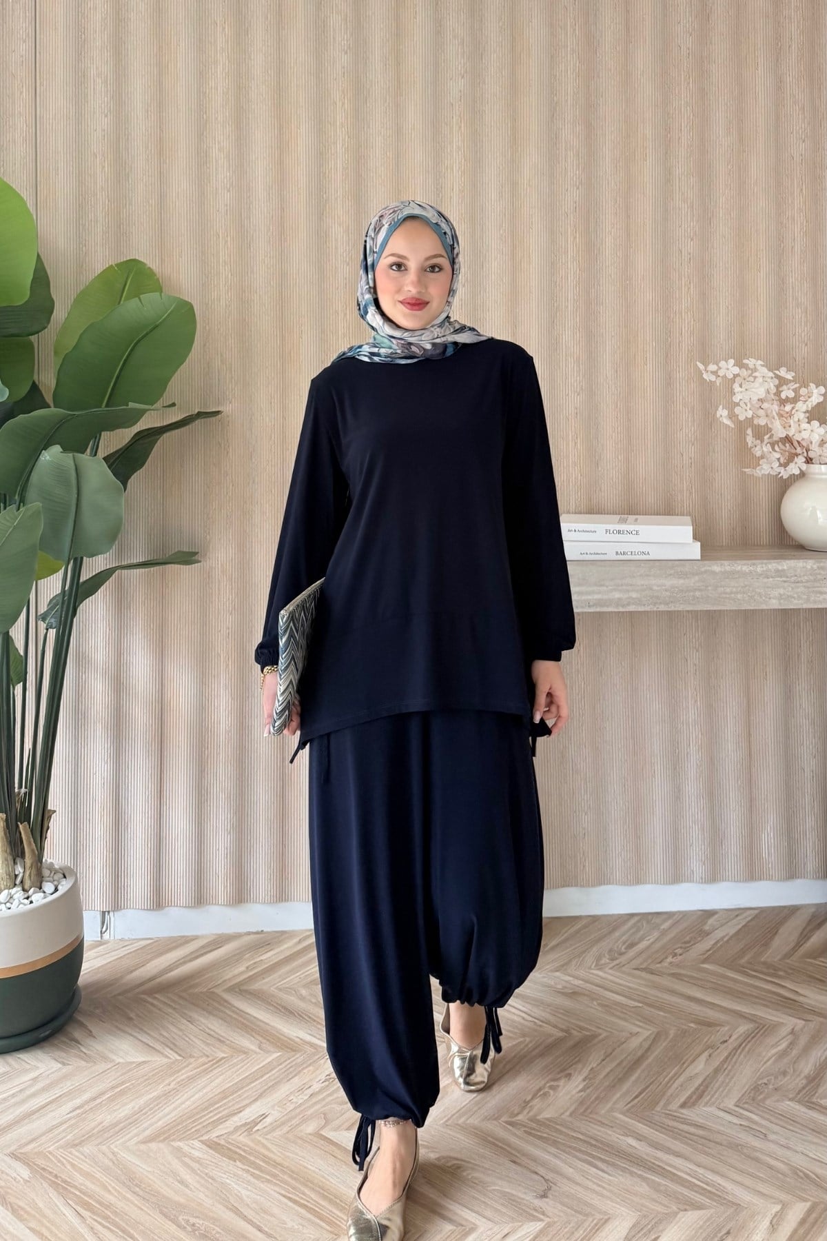 Pelta Şalvarlı Takım Lacivert