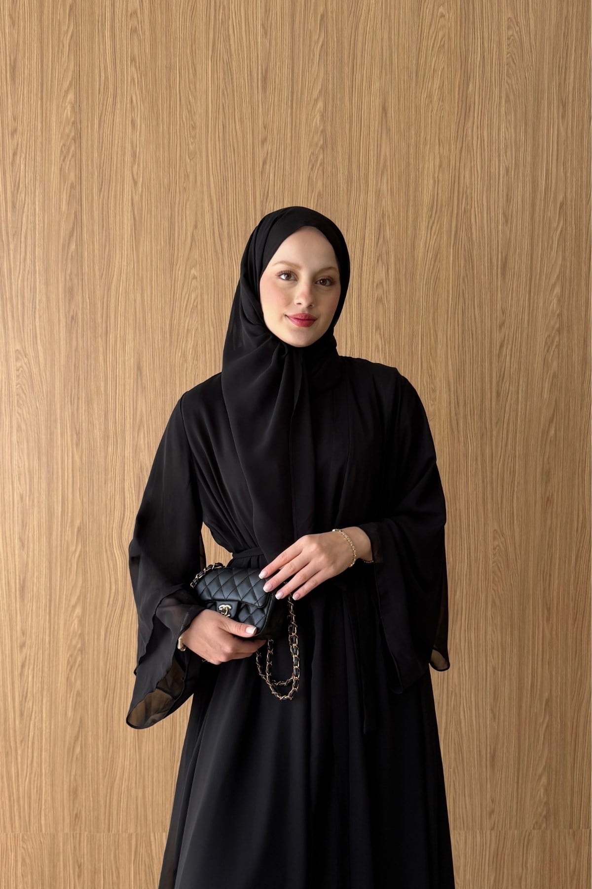 Pera Üçlü Abaya Takım Siyah