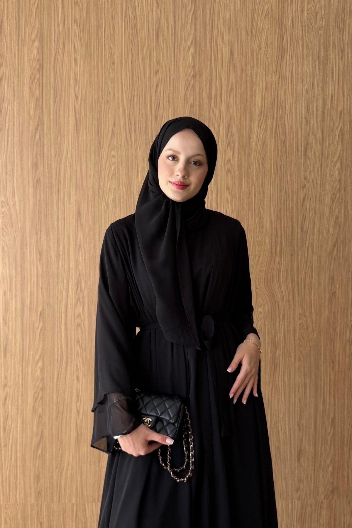 Pera Üçlü Abaya Takım Siyah