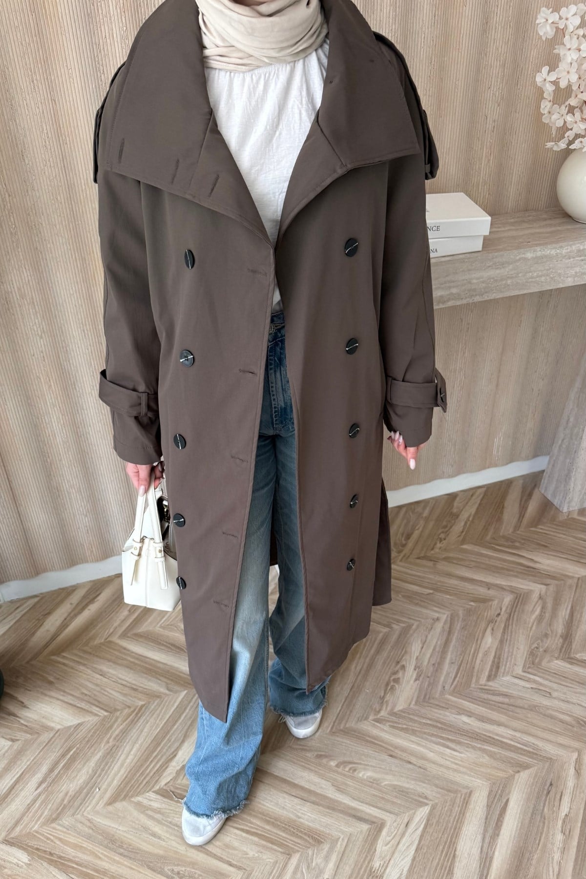 Premium Oversize Trençkot Kahve