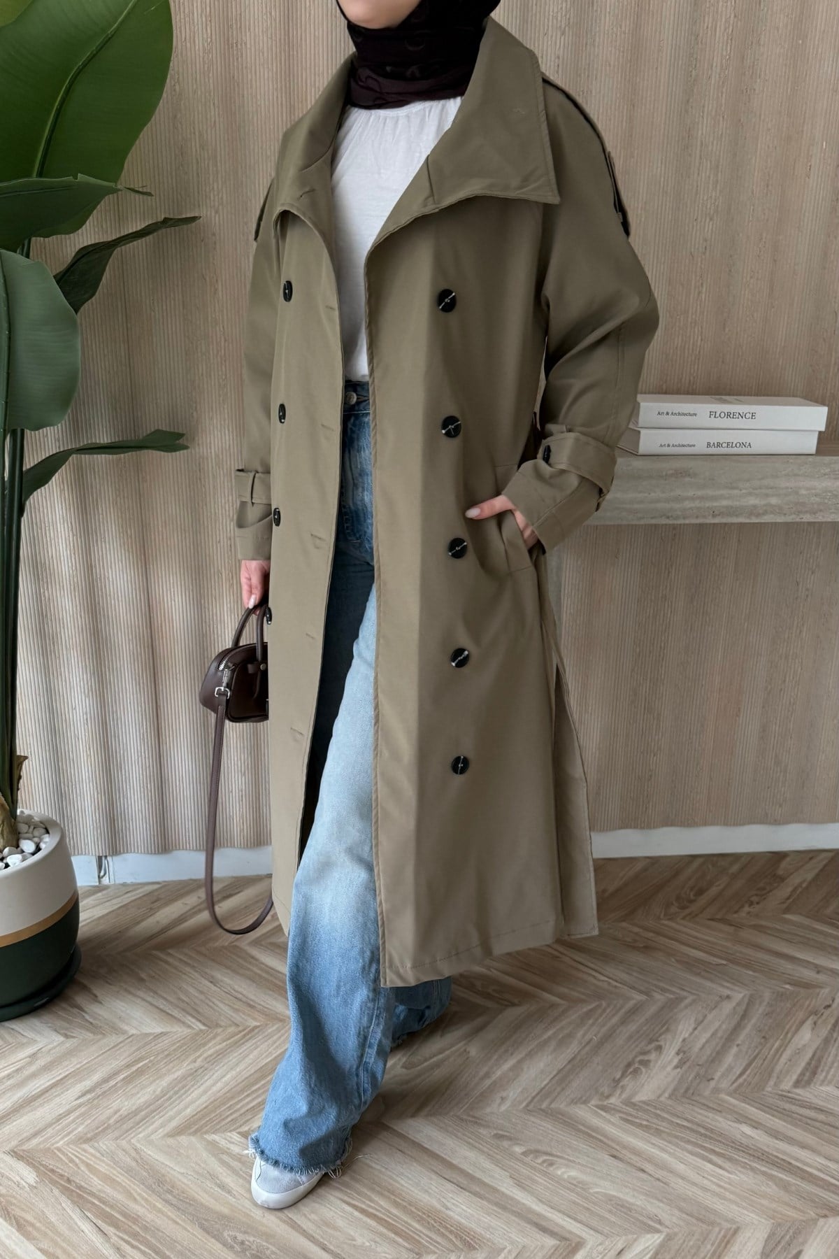 Premium Oversize Trençkot Vizon
