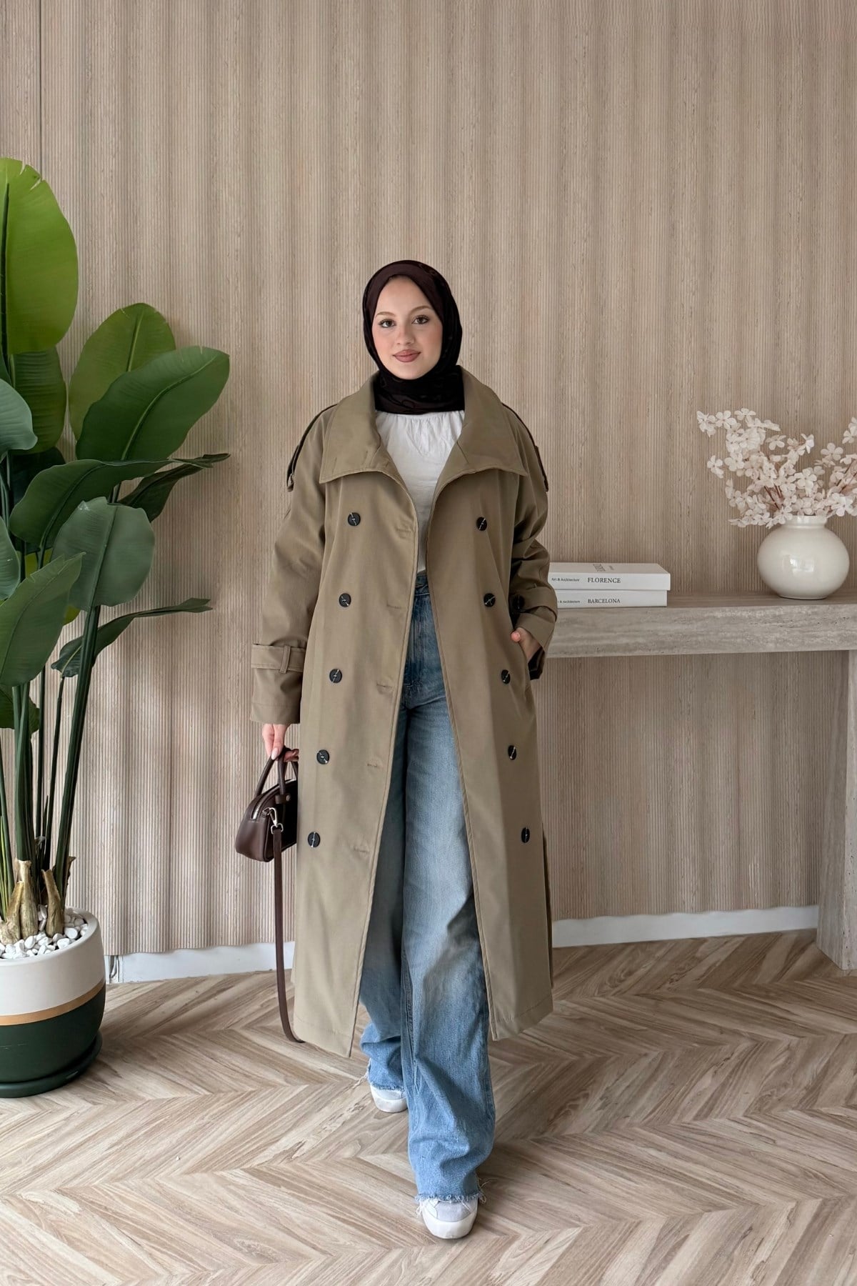 Premium Oversize Trençkot Vizon