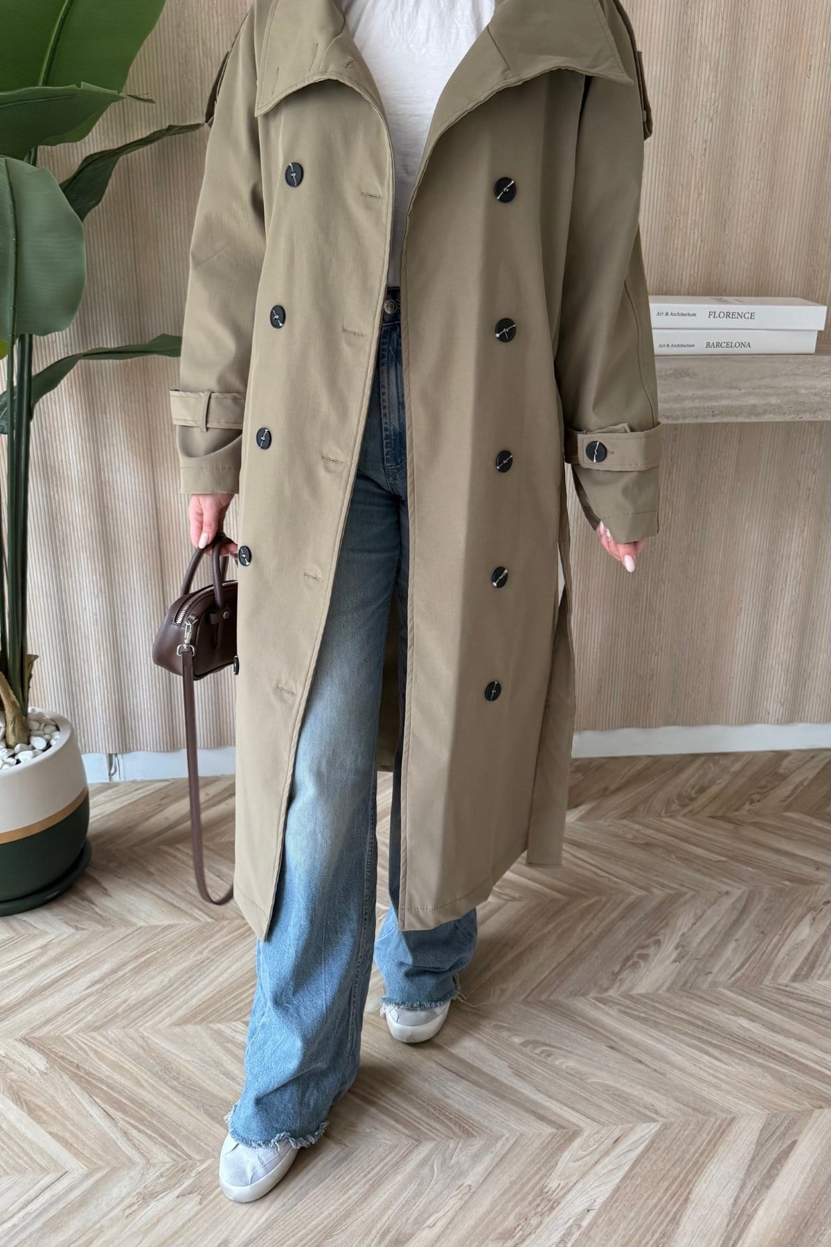 Premium Oversize Trençkot Vizon