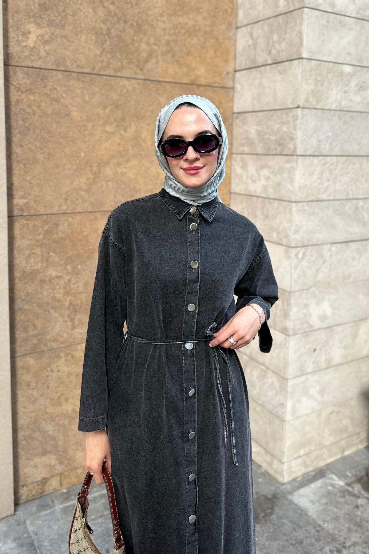 Rodi Denim Elbise Siyah