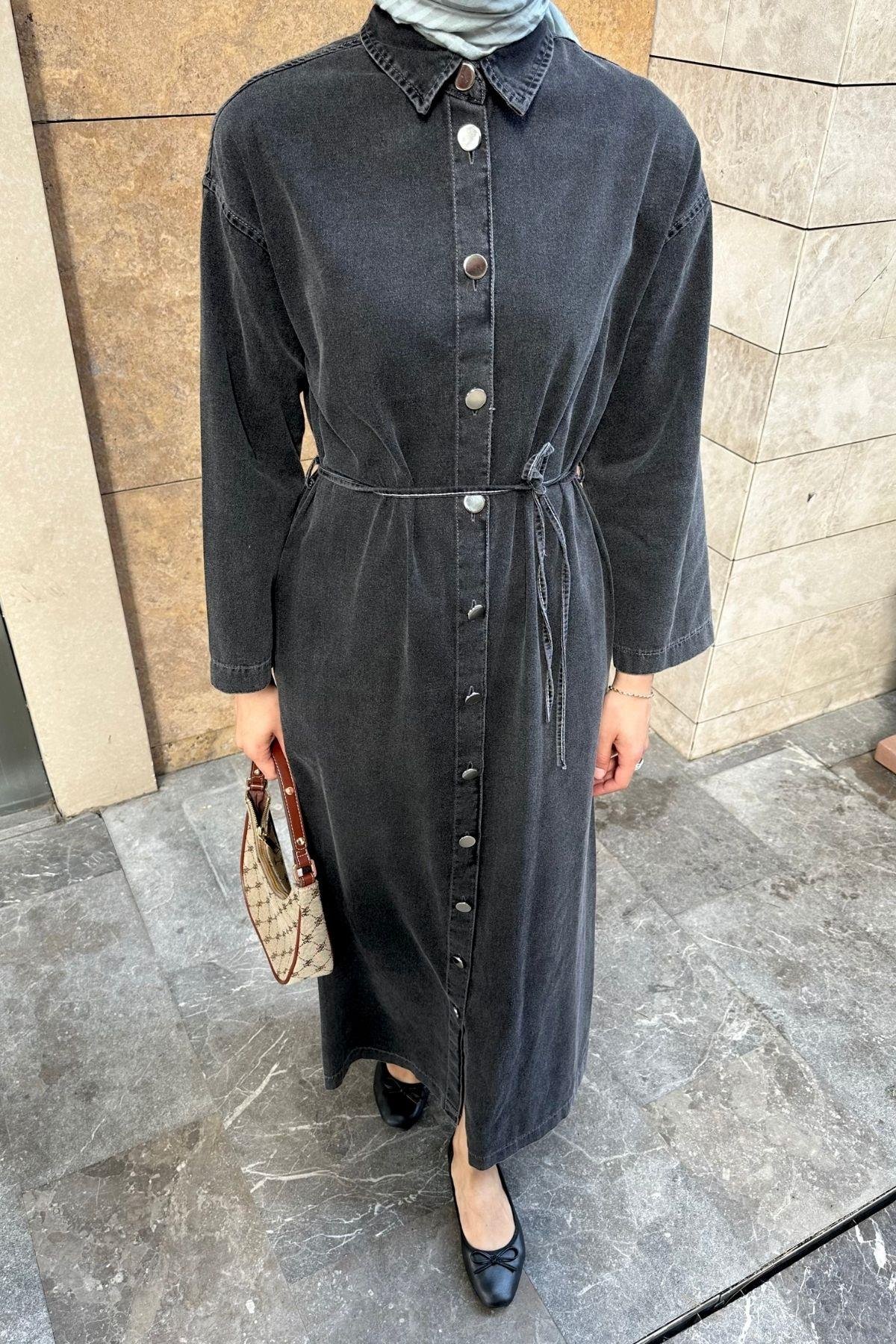 Rodi Denim Elbise Siyah