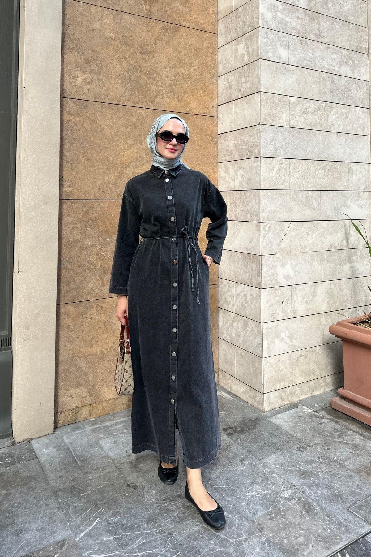 Rodi Denim Elbise Siyah