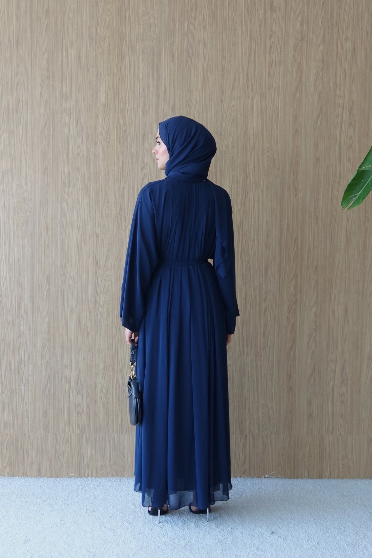 Royal Şallı Abaya Lacivert