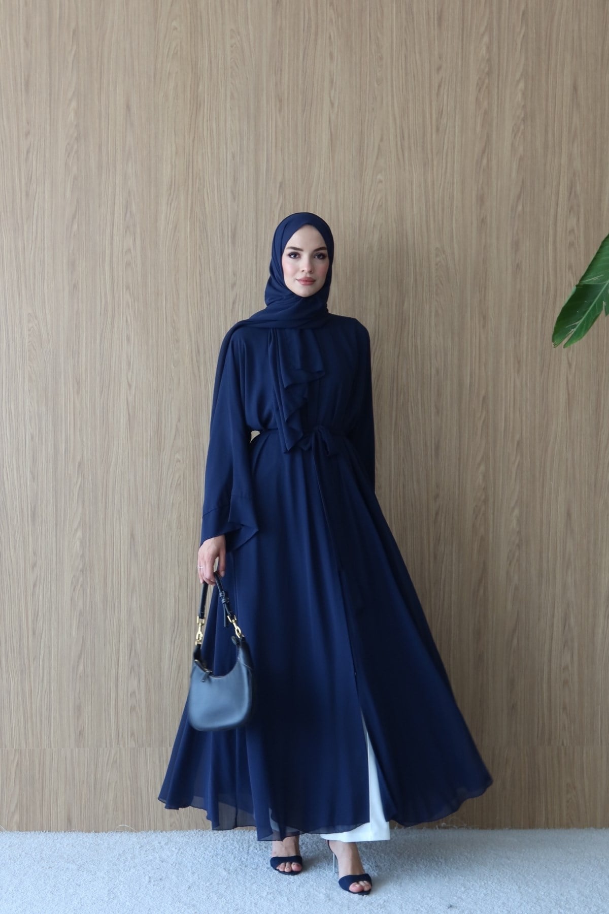Royal Şallı Abaya Lacivert