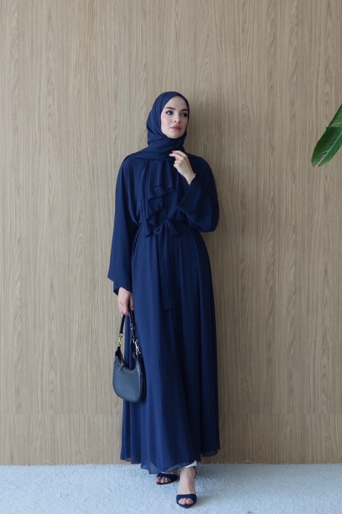 Royal Şallı Abaya Lacivert