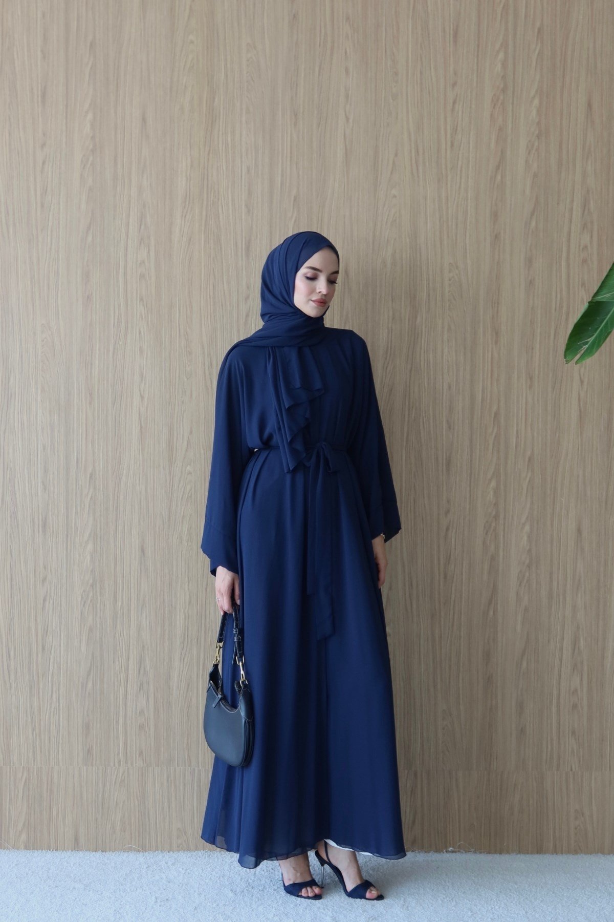 Royal Şallı Abaya Lacivert