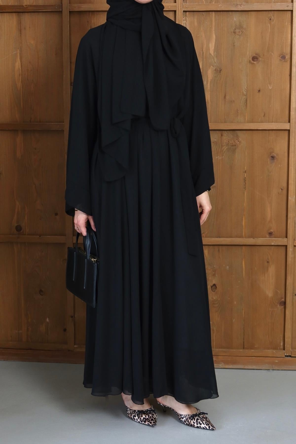 Royal Şallı Abaya Siyah
