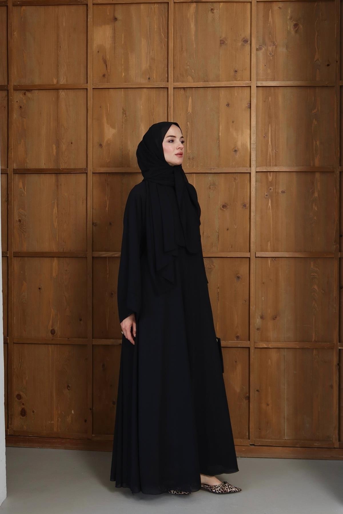 Royal Şallı Abaya Siyah