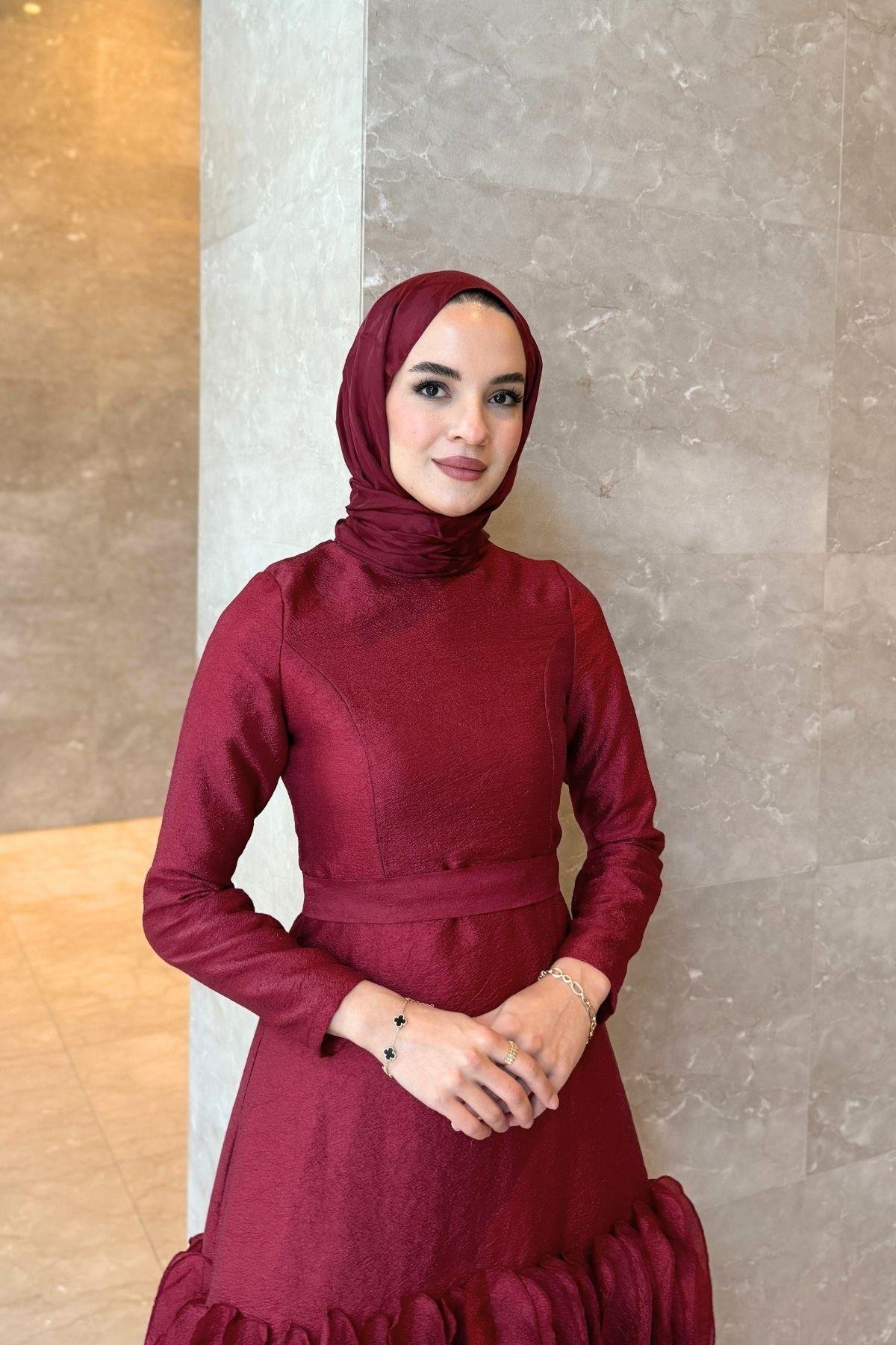 Roza Elbise Bordo