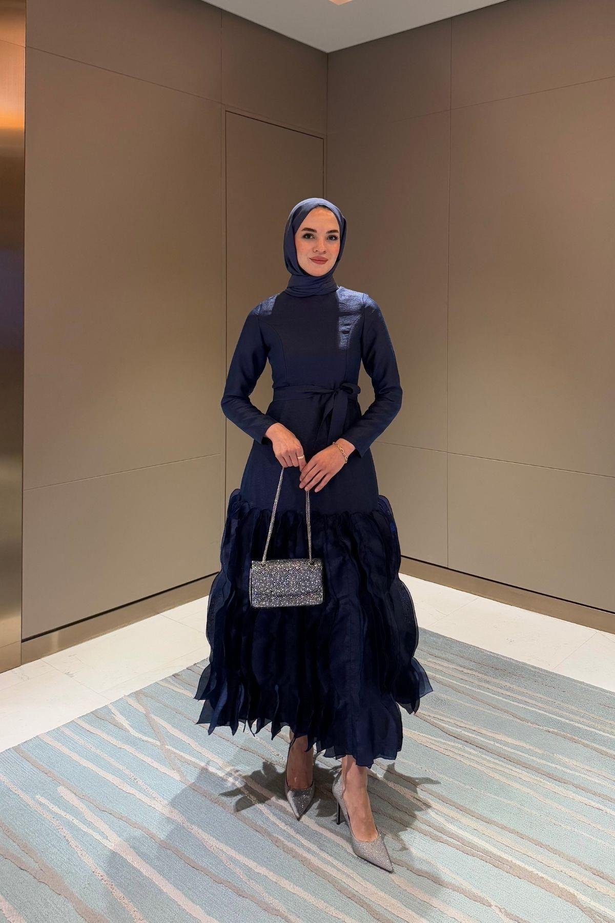 Roza Elbise Lacivert