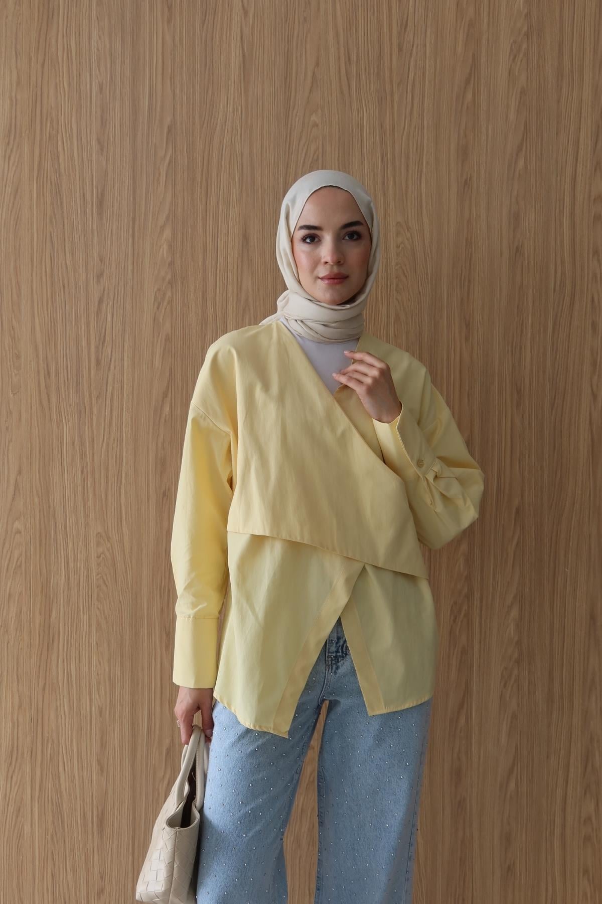 Sara Poplin Gömlek Sarı
