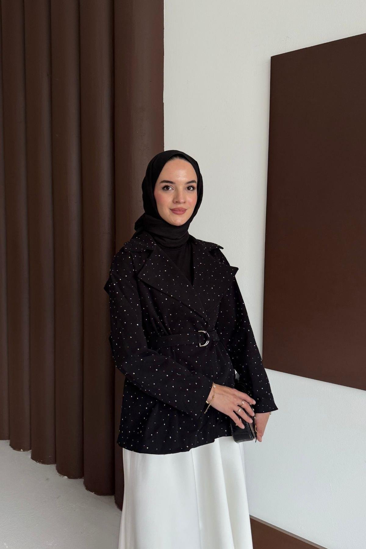 Sarah Işıltılı Ceket Siyah