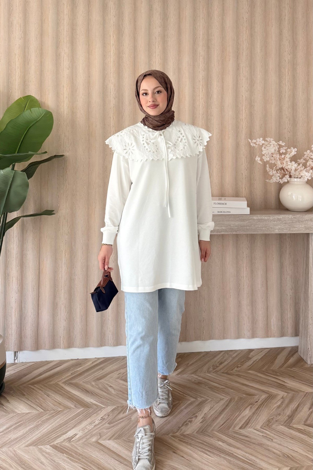 Siena Yakalı Tunik Beyaz
