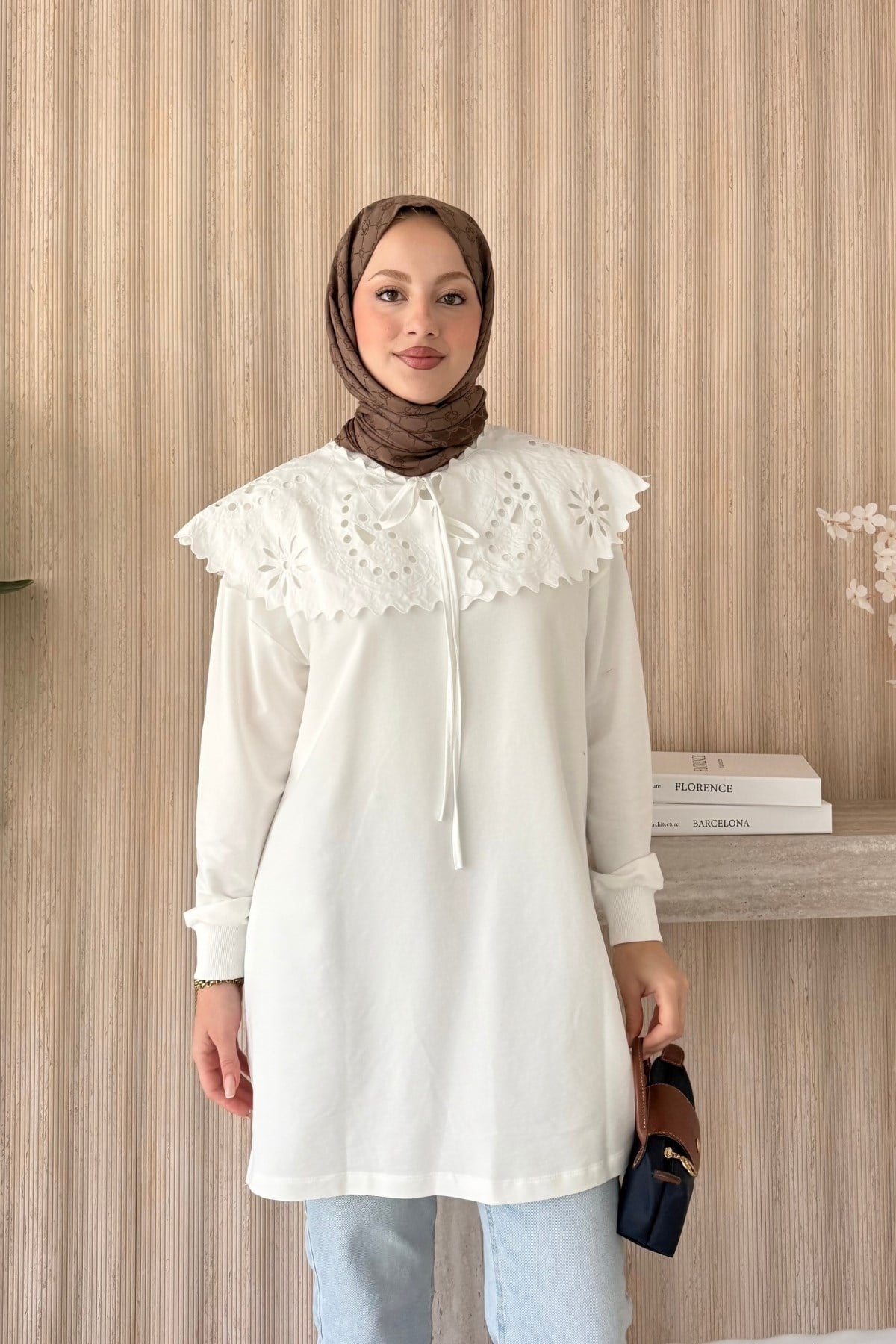 Siena Yakalı Tunik Beyaz