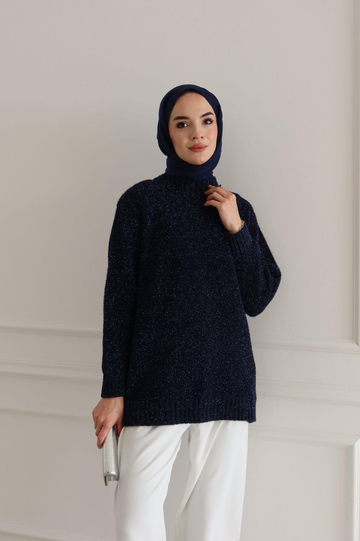Simli Triko Kazak Lacivert